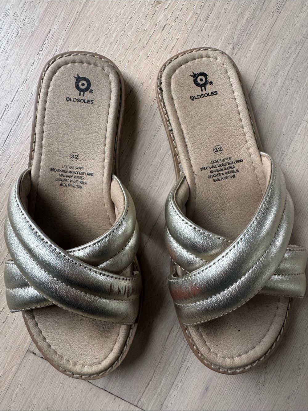 Old Soles Metallic Gold Cross-Strap Kids Sandals